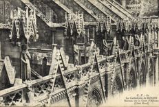 VINTAGE POSTCARD the Cathedral Of Rouen Statues on the Court of Albane Dimensions Northern