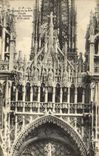 VINTAGE POSTCARD Cathedral of Rouen Frontage detail of the top
