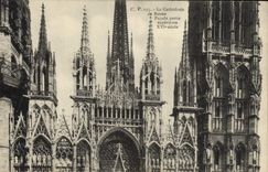 VINTAGE POSTCARD the Cathedral of Rouen Frontage upper part