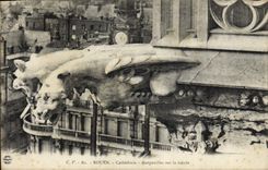 VINTAGE POSTCARD Rouen Cathedral Waste-gas mains on the frontage