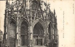 VINTAGE POSTCARD Rouen Holy Gate of the Church Maclou