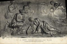 CPA Rouen Cathedrale Autel de Sainte Cecile Bas relief La mort de Sainte Cecile par Clodion