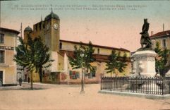 VINTAGE POSTCARD Dead Aigues Places Saint Louis Church Notre Dame of Fine sands and bronze statue of Saint louis