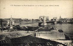 VINTAGE POSTCARD Beaucaire Panorama of the Suspended bridge on the Rhone