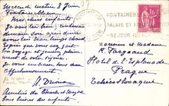 VINTAGE POSTCARD Palate De Fontainebleau Pond with Carps and Statue of Silene