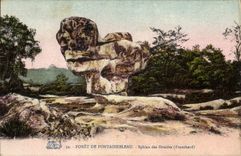 VINTAGE POSTCARD Drill of Fontainebleau Sphinx of the Franchard Druids