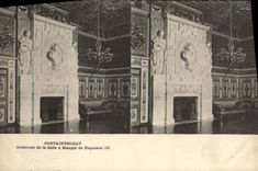 VINTAGE POSTCARD Fontainebleau Chimney of Dining room of Napoleon III stetoscopic chart