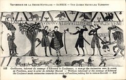 CPA Tapisserie de la Reine Mathilde Bayeux Guillaume informe du message d'Edouard le Confesseur 