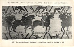 CPA Tapisserie de la Reine Mathilde Bayeux Guy amene Harold a Guillaume Vautour Rapace