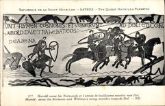VINTAGE POSTCARD Tapisserie of the Queen Mathilde Bayeux Harold saves Norman arrival of Guillaume