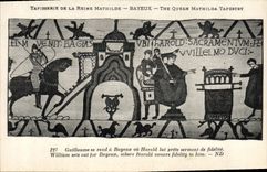 VINTAGE POSTCARD Tapisserie of the Queen Mathilde Bayeux Guillaume goes has Bayeux or Harold lends oath to him