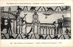 CPA Tapisserie de la Reine Mathilde Bayeux Mort d'Edouard le Confesseur