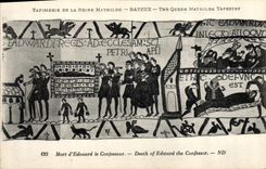 CPA Tapisserie de la Reine Mathilde Bayeux Mort d'Edouard le Confesseur