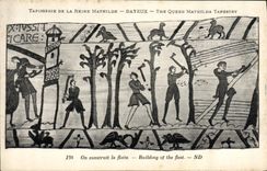 CPA Tapisserie de la Reine Mathilde Bayeux On construit la flotte 