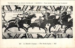 POSTAL Tapisserie de la VENDIMIA de la reina Matilde Bayeux que la batalla comienza