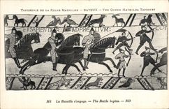 CPA Tapisserie de la Reine Mathilde Bayeux La bataille s'engage
