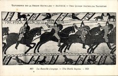 CPA Tapisserie de la Reine Mathilde Bayeux La bataille s'engage