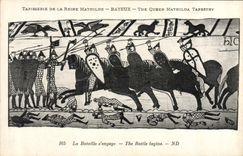 CPA Tapisserie de la Reine Mathilde Bayeux La bataille s'engage