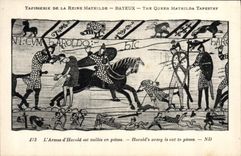 CPA Tapisserie de la Reine Mathilde Bayeux L'armee d'Harold est taillee en pieces