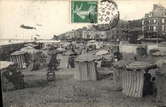 POSTAL Trouvile de la VENDIMIA en el mar la playa