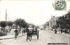 POSTAL Trouville de la VENDIMIA el caballo del birlocho del valle del muelle