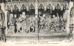 La POSTAL Cathedrale de la VENDIMIA de Chartres Pourtour del estribillo inscrito de Jesús tiene Jerusalén