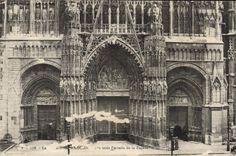 VINTAGE POSTCARD Rouen Cathedral 3 Gates of the Frontage