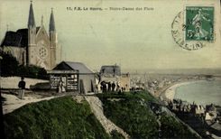 VINTAGE POSTCARD Notre Dame Le Havre of the Floods (chart toilee)