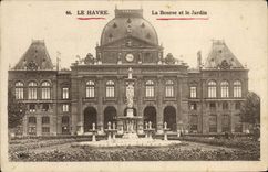 POSTAL Le Havre de la VENDIMIA la bolsa de acción y el jardín
