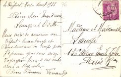 POSTAL Treport de la VENDIMIA el puente de Bresle y del coche portuario de los barcos