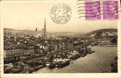 CPA Rouen La Seine et Vue generale Bateaux