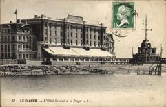 POSTAL Le Havre de la VENDIMIA el hotel de Frascati y la playa