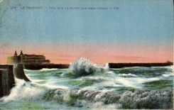 VINTAGE POSTCARD Treport Seen on the Pier By Heavy weather
