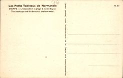 La POSTAL Dieppe de la VENDIMIA el embarcadero y la playa tiene marea baja