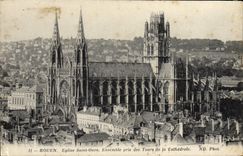 VINTAGE POSTCARD Rouen Church Ouen Saint taken Together of the towers of the cathedral