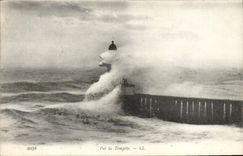 VINTAGE POSTCARD By the Storm Lighthouse
