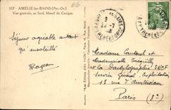 VINTAGE POSTCARD Amelie les Bains View at the Massive bottom of Canigou