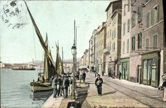 VINTAGE POSTCARD Toulon the quay of Cronstadt Boat Hairdresser