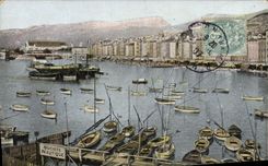 CPA Toulon Le pont et le quai de Cronstadt Bateaux Societe Nautique