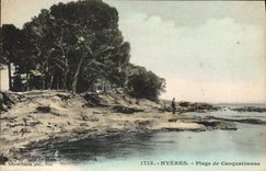 VINTAGE POSTCARD Hyeres Beach of Carquairanne
