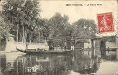 CPA Villennes Le Vieux Pont Barque