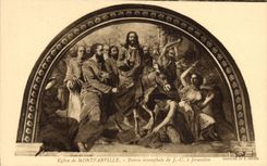 VINTAGE POSTCARD Montfarville Eglise Entered triumphal of JC has Jerusalem