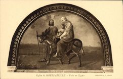 CPA Eglise de Montfarville Fuite en Egypte Ane Mule