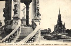 VINTAGE POSTCARD Bonsecours the Monument of Jenne d' Arc and the Notre Dame Church