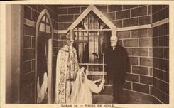 Escena de la POSTAL de la VENDIMIA que toma el velo Lisieux