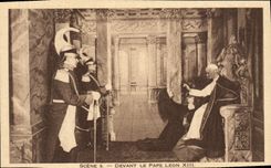 Escena de la POSTAL de la VENDIMIA delante del papa Leon XIII Lisieux