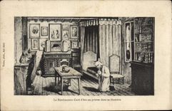 VINTAGE POSTCARD the Happy one Cleans of Ars in prayers in its Room