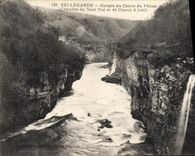 VINTAGE POSTCARD Bellegarde Falls of the Canon of the Rhone Cascades of Nant Poe and field of April