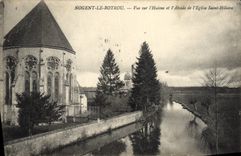 VINTAGE POSTCARD Nogent Rotrou Seen on Huisne and the Apse of the Church