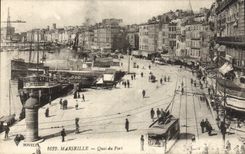 CPA Marseille Quai du Port Tramway Bateaux